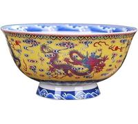 YTBHSHXZ cuencos, Cuenco de cerámica, cuenco arroz porcelana estilo antiguo palacio chino, 15,6 cm y,17 pulgadas alto con diseño dragón hueso, vajilla(6in)