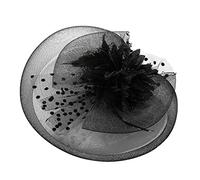 YTBHSHXZ, Diadema con pinza for el cabello de malla fascinante, con plumas sólidas, for novia, velo de boda, fiesta, flor(Black)