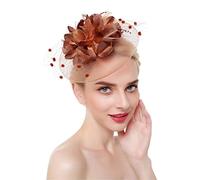 YTBHSHXZ， Diadema con plumas y pinzas for el pelo, de malla sólida, for cóctel, for mujer, con cinta for el pelo y horquillas.(Brown)