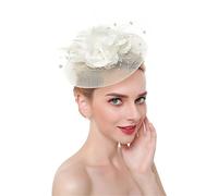 YTBHSHXZ, Diadema con plumas y pinzas for el pelo, de malla sólida, for cóctel, for mujer, con cinta for el pelo y horquillas.(Light Yellow)