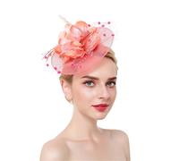 YTBHSHXZ， Diadema con plumas y pinzas for el pelo, de malla sólida, for cóctel, for mujer, con cinta for el pelo y horquillas.(Orange)