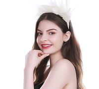 YTBHSHXZ, Diadema de plumas tocado, accesorio for el cabello de novia sólido, banda for el cabello de cóctel con plumas, tocado(White)