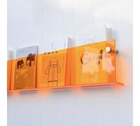 YTBHSHXZ, Expositor de folletos/Soporte for Guardar Registros, Organizador de Libros de plástico, Transparente y Moderno, for Oficina y hogar.(Orange,40cm(15 3/4"))