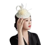 YTBHSHXZ, Horquillas for el pelo de novia for mujer, tocados de plumas for iglesia, bodas, cócteles, fiestas de té.(Milky White)