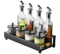 YTBHSHXZ Juego de 3 o 4 botellas aceite y vinagre, soporte metálico acero inoxidable, ideal for la cocina (juego piezas)(4 piece set)