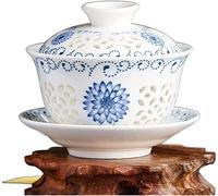 YTBHSHXZ Juego de té kung fu, taza con cuenco cubierto, cerámica china, tazas, tazón tradicional celadón, platillo, accesorios for la ceremonia del, individual(D 9.5x8.5cm 160ml)