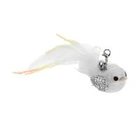 YTBHSHXZ Juguete para Gatos, con Cabeza de pájaro Repuesto Realista, diseño Plumas y Campana for Jugar en Interiores Que fomenta la Actividad física(Silver)
