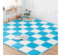 YTBHSHXZ Losetas de Alfombra entrelazadas Felpa, 10 Unidades, 30 x cm, con Borde, cuadradas y(White+Blue)