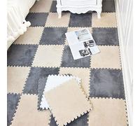 YTBHSHXZ Losetas de Alfombra entrelazadas Felpa, tapetes Espuma entrelazados, alfombras Rompecabezas Antideslizantes, Cuadrados(Gray+Apricot,16pcs)