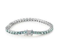 YTBHSHXZ， Moissanite Pulsera de Tenis para Las Mujeres D Color VVS1 Claridad Azul Pulsera de Diamantes S925 Plata esterlina Moissanite Pulsera, 6.5»(Silver_4mm)