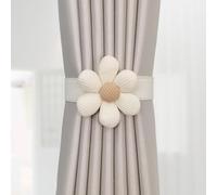 YTBHSHXZ Paquete de 2 alzapaños elásticos con diseño Flores for Cortinas, Elegantes Decorativos(Wit)
