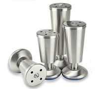 YTBHSHXZ Patas for Muebles Plateadas, Ajustables de 80 a 150 mm, Acero Inoxidable con Base Goma (4 Unidades)(120mm)