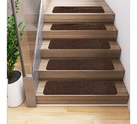 YTBHSHXZ peldaños, Juego de 15 alfombras Antideslizantes for escaleras Interior 8" x 30", for niños y Perros(Lt 105 Coffee)