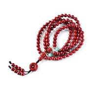 YTBHSHXZ Pulsera de cinabrio 6 mm con 108 cuentas Buda, rosario mineral crudo, pulsera oro púrpura, joyería buena suerte(Onecolor)
