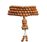 YTBHSHXZ Pulsera de cuentas teca 6 mm con múltiples círculos, 108 delicadas rosario madera colgante Buda, unisex for meditación, oración y canto