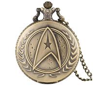 YTBHSHXZ Reloj de Bolsillo y Cadena, Collar de Reloj de Bolsillo de Cuarzo con temática de Trek Vintage, Regalo for Hombres y Mujeres(Bronze)