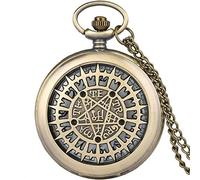 YTBHSHXZ Reloj de Bolsillo y Cadena, Pentagrama Hueco Reloj de Bolsillo Sobrenatural Hombres Mujeres Retro Collar Colgante Cadena