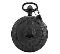 YTBHSHXZ Reloj de Bolsillo y Cadena, Reloj de Bolsillo con Escudo de Cuarzo for Hombre, Cadena con números Romanos, Regalo(Black)