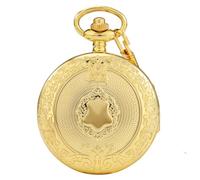 YTBHSHXZ Reloj de Bolsillo y Cadena, Reloj de Bolsillo con Escudo de Cuarzo for Hombre, Cadena con números Romanos, Regalo(Gold)