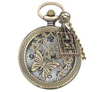 YTBHSHXZ Reloj de Bolsillo y Cadena, Reloj de Bolsillo con Mariposa Hueca Vintage, Accesorios for Jaula de pájaros, Reloj de Cuarzo, Regalo for Hombres y Mujeres Estudiantes