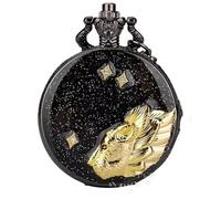 YTBHSHXZ Reloj de Bolsillo y Cadena, Reloj de Bolsillo Grande con Movimiento de Cuarzo Vintage, Reloj Colgante Pegado con Estrella Lunar, Reloj de Bolsillo con Cadena for Hombres y Mujeres