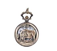YTBHSHXZ Reloj de Bolsillo y Cadena, Reloj de Collar del Zodiaco Hueco Vintage Reloj de Bolsillo del Zodiaco 12, Reloj Colgante, Reloj de Collar