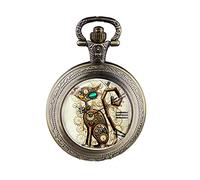 YTBHSHXZ Reloj de Bolsillo y Cadena, Vintage Steampunk Gato medallón Collar Bolsillo Reloj Colgante Regalo(Bronze)