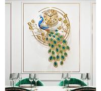 YTBHSHXZ Reloj de Pared Grande de Pavo Real de Metal for decoración for Sala de Estar, Reloj de Dormitorio con Movimiento silencioso, decoración de Pared(B)
