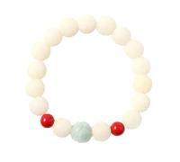 YTBHSHXZ Rosario de cuentas Buda Bodhi jade blanco con raíz loto y cordón mano, for hombres mujeres, pulsera un solo anillo(Wit)
