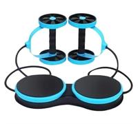 YTBHSHXZ, Rueda Abdominal Doble con Bandas de Resistencia, tapete for Rodillas, Tabla de torsión for Cintura, Entrenador de Adelgazamiento, Equipo de Ejercicio for el hogar(Blue)