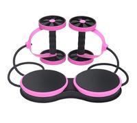 YTBHSHXZ, Rueda Abdominal Doble con Bandas de Resistencia, tapete for Rodillas, Tabla de torsión for Cintura, Entrenador de Adelgazamiento, Equipo de Ejercicio for el hogar(Pink)