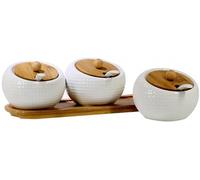 YTBHSHXZ Set de caja for especias, tarro cerámica, contenedor, almacenamiento con cuchara, azucarero, salero