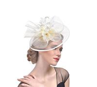YTBHSHXZ, Sombrero clásico de plumas for mujer, tocado de plumas for novia, accesorios de boda(Beige)