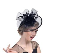 YTBHSHXZ， Sombrero clásico de plumas for mujer, tocado de plumas for novia, accesorios de boda(Black)