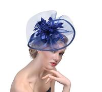 YTBHSHXZ, Sombrero clásico de plumas for mujer, tocado de plumas for novia, accesorios de boda(Navy Blue)