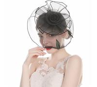 YTBHSHXZ， Sombrero de malla con plumas y flores for mujer, tocado for boda, cóctel, fiesta, color liso