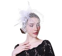 YTBHSHXZ， Sombrero de mujer con flores, malla, cintas y plumas, diadema o pinza for cóctel, fiesta de té.(9024b)