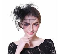 YTBHSHXZ， Sombrero de mujer con flores, malla, cintas y plumas, diadema o pinza for cóctel, fiesta de té.(30A)