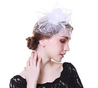 YTBHSHXZ, Sombrero de mujer con flores, malla, cintas y plumas, diadema o pinza for cóctel, fiesta de té.(28B)