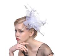 YTBHSHXZ, Sombrero de plumas for boda, iglesia, tocado de malla, cintas de flores for mujer, tocado for cóctel, fiesta de té(White)