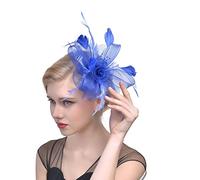 YTBHSHXZ, Sombrero de plumas for boda, iglesia, tocado de malla, cintas de flores for mujer, tocado for cóctel, fiesta de té(Blue)