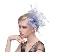 YTBHSHXZ, Sombrero de plumas for boda, iglesia, tocado de malla, cintas de flores for mujer, tocado for cóctel, fiesta de té(Grey)