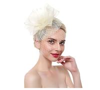 YTBHSHXZ, Sombrero de plumas for boda, iglesia, tocado de malla for mujer, cóctel, fiesta de té con flores(Beige)