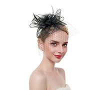 YTBHSHXZ, Sombrero de plumas for boda, iglesia, tocado de malla for mujer, cóctel, fiesta de té con flores(Black)
