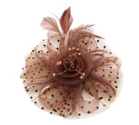 YTBHSHXZ, Sombrero Fedora con plumas y velo de malla for mujer, con pinzas for el pelo, accesorio for el cabello for boda, novia, cóctel(Coffee)