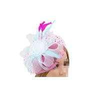 YTBHSHXZ, Sombrero Fedora con plumas y velo de malla for mujer, con pinzas for el pelo, accesorio for el cabello for boda, novia, cóctel(Light Blue)