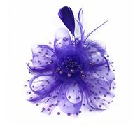 YTBHSHXZ, Sombrero Fedora con plumas y velo de malla for mujer, con pinzas for el pelo, accesorio for el cabello for boda, novia, cóctel(Purple)