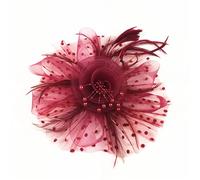 YTBHSHXZ, Sombrero Fedora con plumas y velo de malla for mujer, con pinzas for el pelo, accesorio for el cabello for boda, novia, cóctel(Wine red)