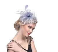 YTBHSHXZ, Sombrero Fedora con plumas y velo de malla for mujer, con pinzas for el pelo, accesorio for el cabello for boda, novia, cóctel(Gray9)