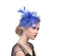YTBHSHXZ, Sombrero Fedora con plumas y velo de malla for mujer, con pinzas for el pelo, accesorio for el cabello for boda, novia, cóctel(Blue)